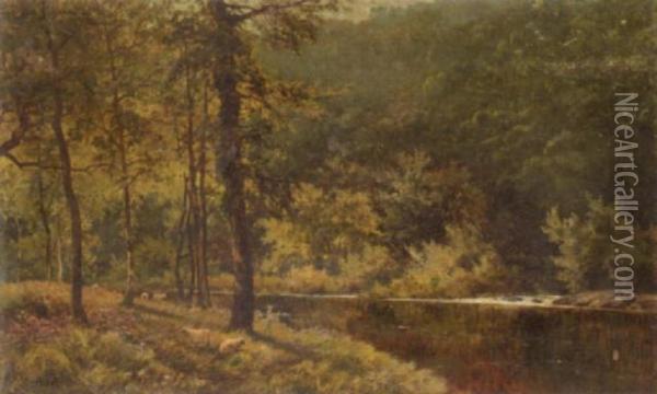River Scene Oil Painting - Alfred de Breanski
