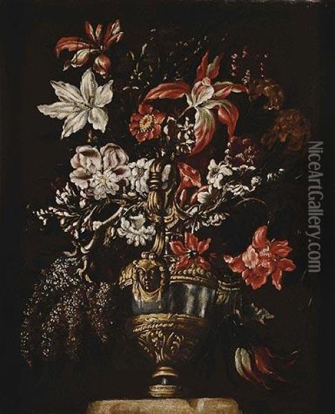 Jarron Con Flores Oil Painting - Mario Nuzzi Mario Dei Fiori