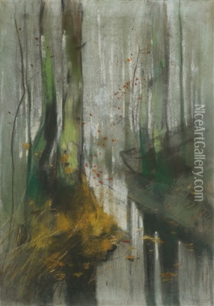 Morgenstimmung Im Wildpark (wildpark Bei Geltow) Oil Painting - Karl Hagemeister