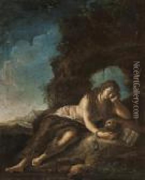 The Penitent Magdalen In A Landscape Oil Painting - Pier Francesco Mola