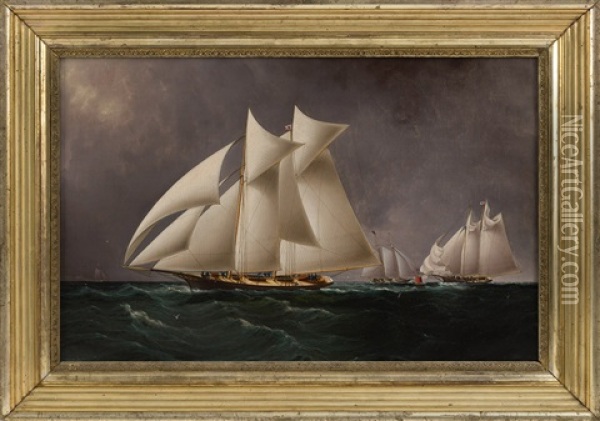 The Mohawk And Dauntless Off Sandy Hook Oil Painting - James Edward Buttersworth