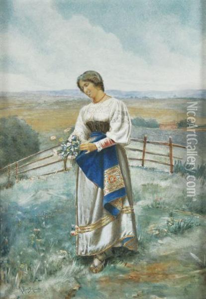 Peasant Woman Oil Painting - Renato Moretti