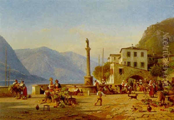 Gade I Bellagio Ved Comosoen Oil Painting - Frederik Niels Martin Rohde