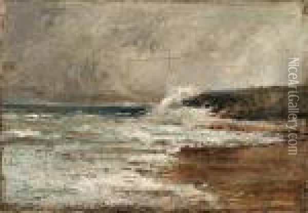A Crashing Wave Oil Painting - Henri Moret