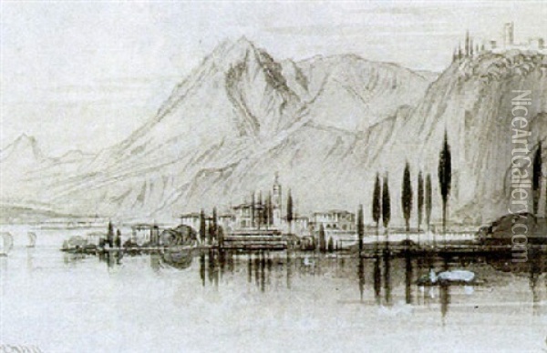 Varenna, Lake Como, 'that Fair Port' Oil Painting - Edward Lear