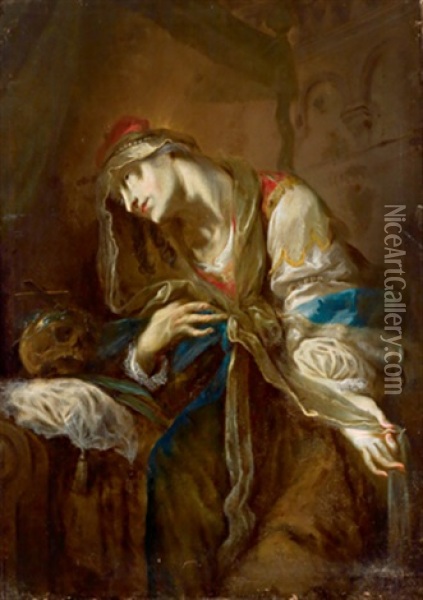 Die Heilige Margarethe Von Cortona (1247 Laviano Bei Salerno - 1297 Cortona) Oil Painting - Joseph Winterhalter