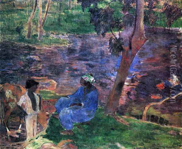 At The Pond Oil Painting - Paul Gauguin
