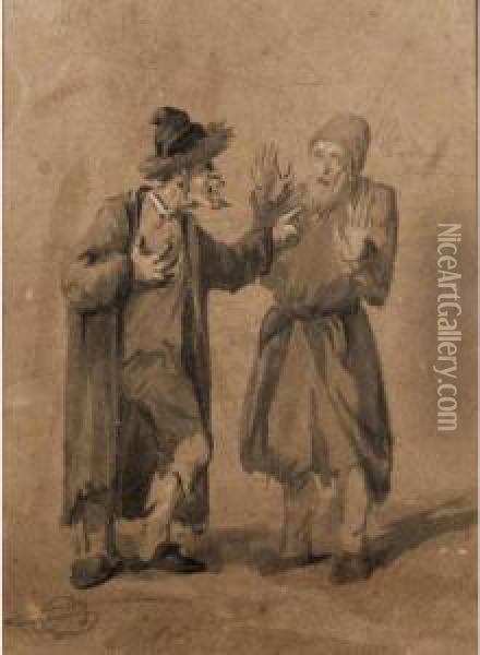 Two Jews Quarrelling Oil Painting - Alexander Ossipovitch Orlovsky