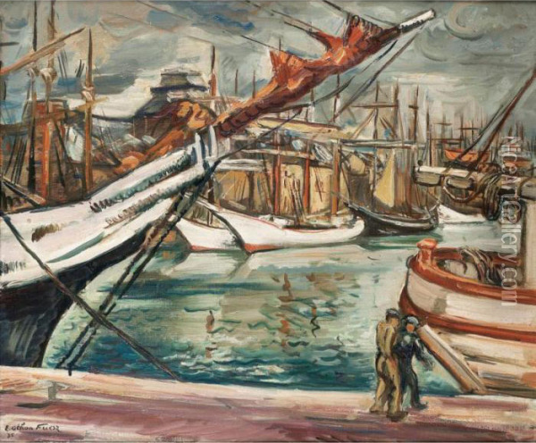 Voiliers Au Port Oil Painting - Emile-Othon Friesz