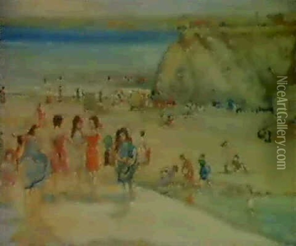 Newquay Sands Oil Painting - Charles Conder