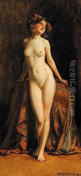 Untitled - Standing Female Nude Oil Painting - Allan Douglas Davidson