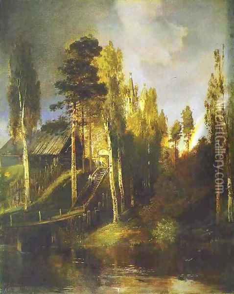 Monastery Gates (1875) Oil Painting - Alexei Kondratyevich Savrasov