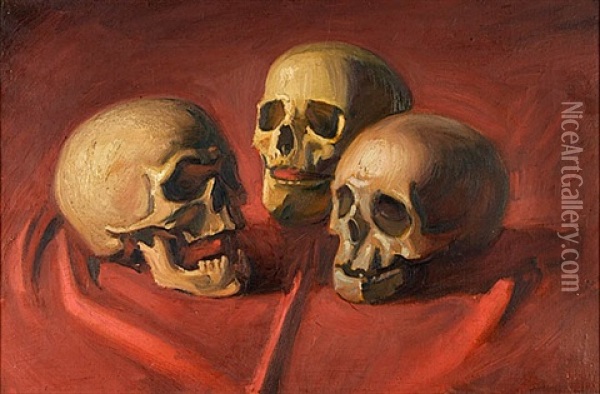 Drei Totenkopfe Oil Painting - Georg Scholz