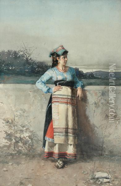 Waiting Woman Oil Painting - Scipione Simoni