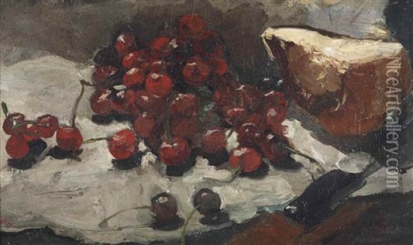 Kersen: A Still Life With Cherries Oil Painting - George Hendrik Breitner