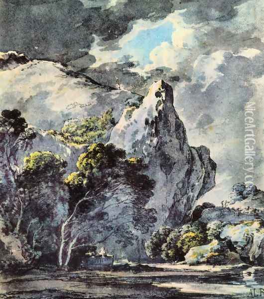 Rocky landscape Oil Painting - Adrian Ludwig Richter