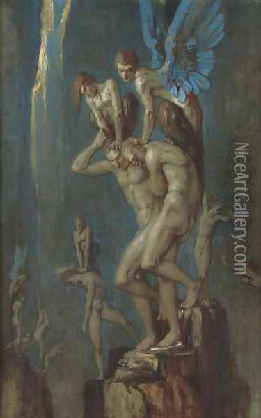 Chimeras (Chacun porte sa Chimere) Oil Painting - Charles De Sousy Ricketts