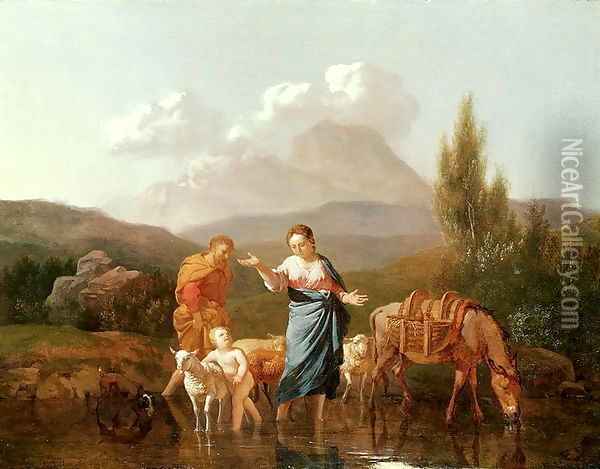 Holy family at a stream Oil Painting - Karel Dujardin