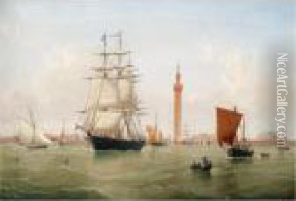 Shipping Off Grimsby Oil Painting - William Frederick Settle