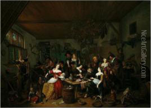 A Tavern Scene Oil Painting - Richard Brakenburgh