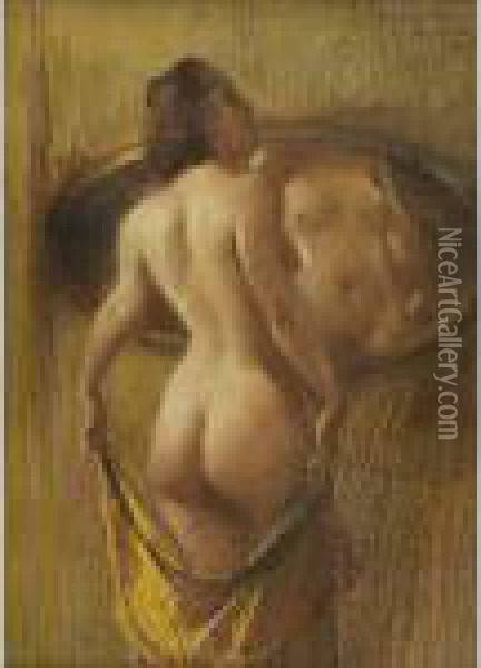 Nuda Allo Specchio Oil Painting - Giovanni Zangrando
