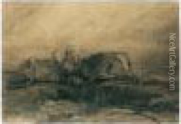 Fighting Stags Oil Painting - Landseer, Sir Edwin