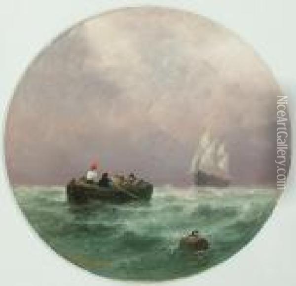 Fishing Boats In Choppy Seas Oil Painting - S.L. Kilpack