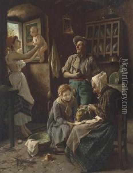 La Famiglia Felice Oil Painting - Pompeo Massini