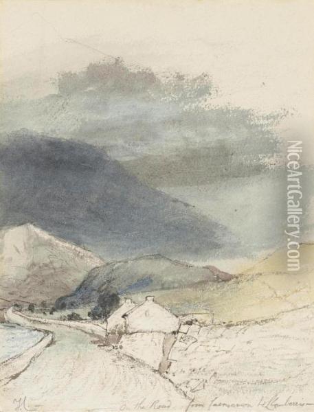 On The Road From Caernarvon To Llanberis, North Wales Oil Painting - Thomas Creswick