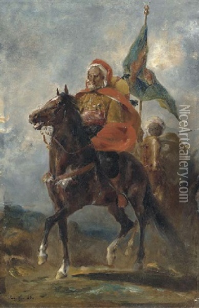 Oriental Warriors On Horseback Oil Painting - Eugene Fromentin