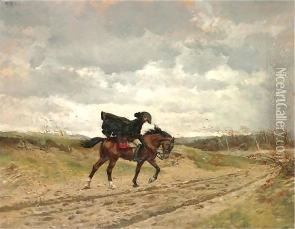 Le Voyageur (Le Marechal Ney A Cheval Luttant Contre Le Vent) Oil Painting - Jean-Louis-Ernest Meissonier