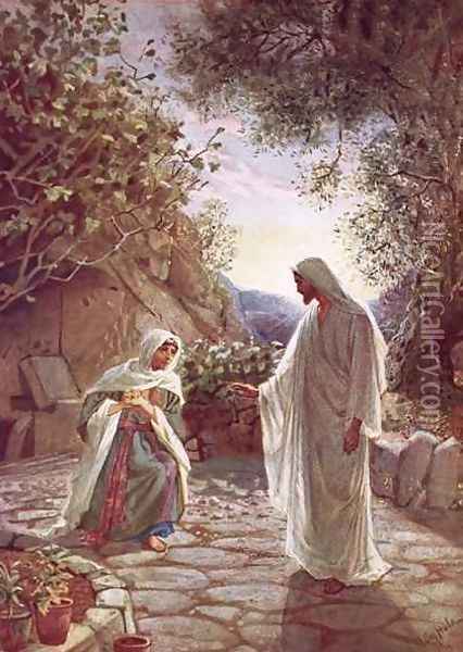 Jesus revealing himself to Mary Magdalene Oil Painting - William Brassey Hole