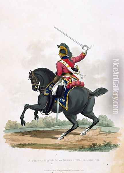 A Private of the 3rd, or Kings Own Dragoons, from Costumes of the Army of the British Empire, according to the last regulations 1812, engraved by J.C. Stadler, published by Colnaghi and Co. 1812-15 Oil Painting - Charles Hamilton Smith