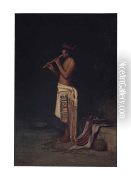 Hopi Flute Song Oil Painting - Frank Paul Sauerwein