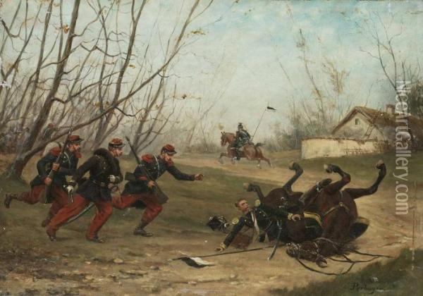 Bataljscen Fran Fransk-preussiska Kriget Oil Painting - Paul Emile Leon Perboyre