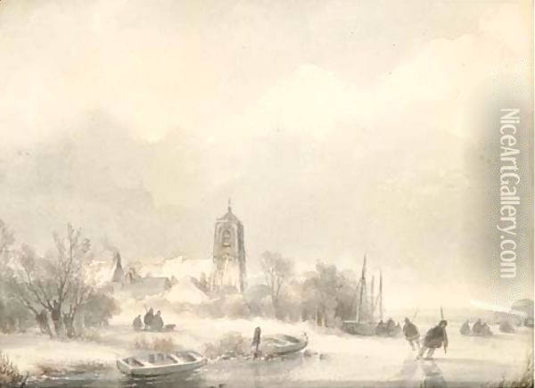 A polder landscape in winter Oil Painting - Lodewijk Johannes Kleijn