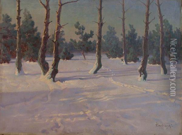 W Zimowym Lesie Oil Painting - Jan Grubinski
