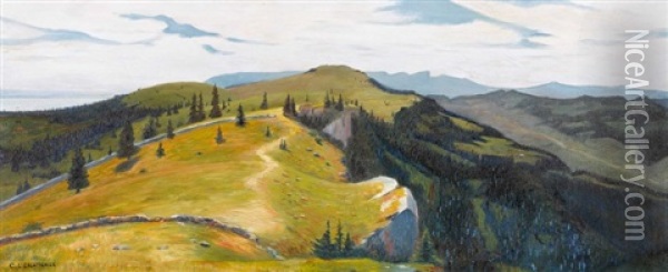 Sonnige Juralandschaft Oil Painting - Charles L'Eplattenier
