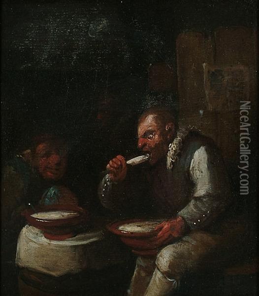 Peasants In Tavern Interiors Oil Painting - Egbert Ii Van Heemskerck