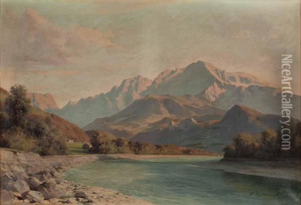 Blick Von Salzburg Richtung Suden Mit Dem Hohen Goll Oil Painting - Franz Kulstrunk