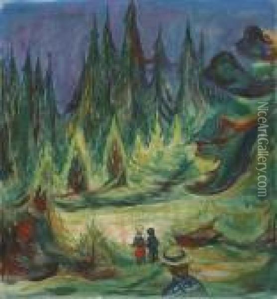 Der Marchenwald Oil Painting - Edvard Munch
