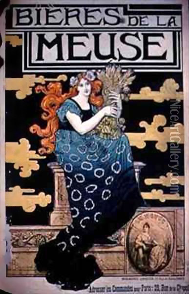 Poster advertising 'La Meuse Beers' Oil Painting - Marc-Auguste Bastard
