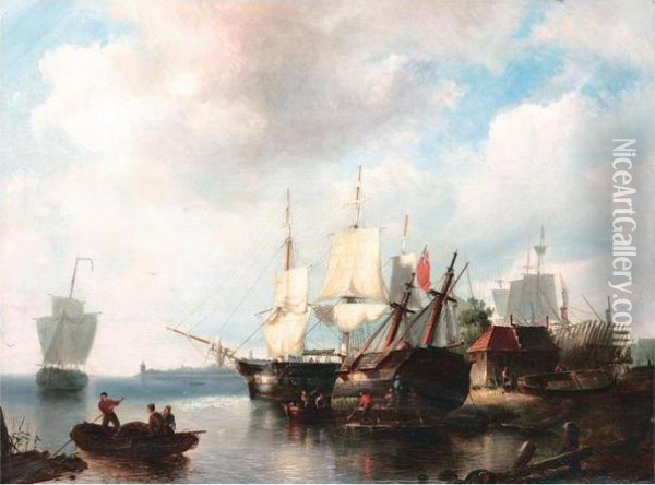 Repairing The Hull Oil Painting - Pieter Christiaan Cornelis Dommersen