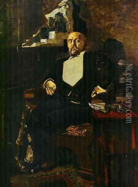 Portrait of Savva Mamontov. 1897 Oil Painting - Mikhail Aleksandrovich Vrubel