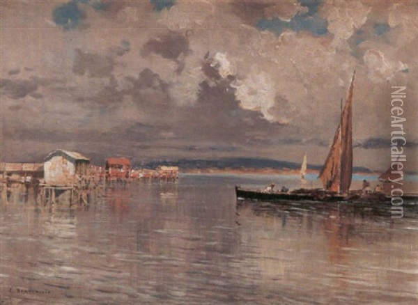Palafitte Nel Golfo Di Napoli Oil Painting - Carlo Brancaccio