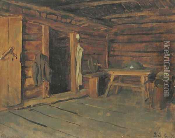 Eine Kasestube a cabin interior Oil Painting - Franz Von Defregger