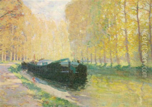Le Canal Du Loing, Moret Oil Painting - Clarence Alphonse Gagnon