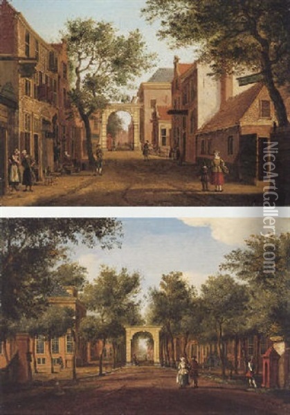 The Hague, A View Of The Bosbrug Gate Seen From The Hague Woods To The Korte Voorhout Oil Painting - Paulus Constantijn la (La Fargue) Fargue