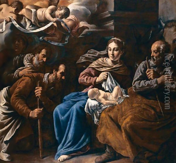 Adoration of the Shepherds 1621-23 Oil Painting - Marcantonio Bassetti