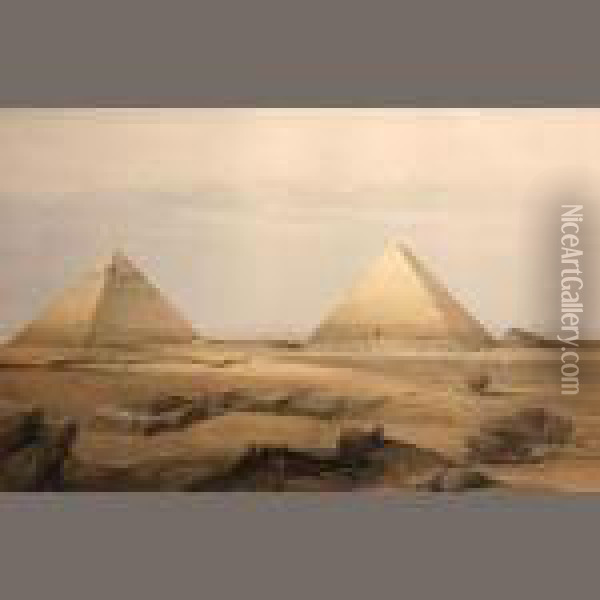 Pyramids Of Geezeh Oil Painting - David Roberts